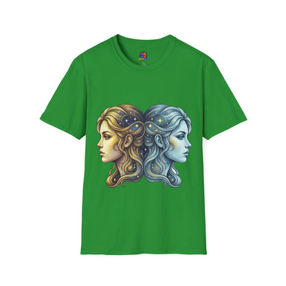 Zodiac Gemini Sun & Moon T-Shirt — Dual Faces Cosmic Design