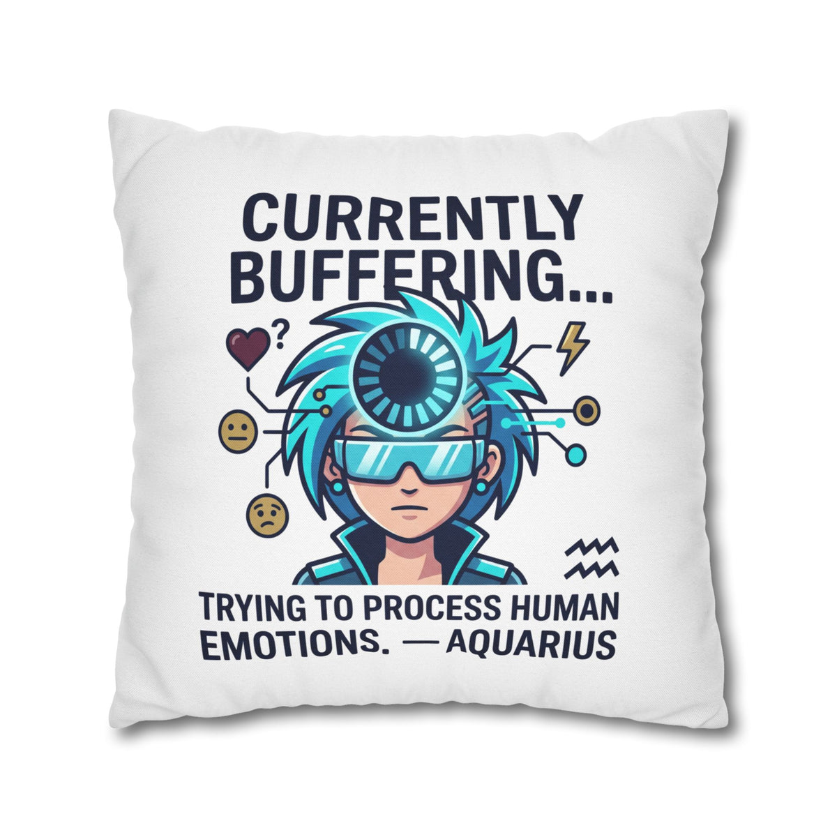 Aquarius Zodiac Spun Polyester Square Pillowcase