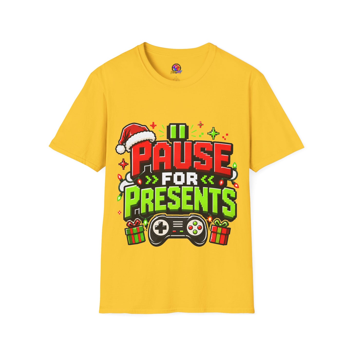 T-Shirt — "Pause for Presents" Christmas Gamer Tee