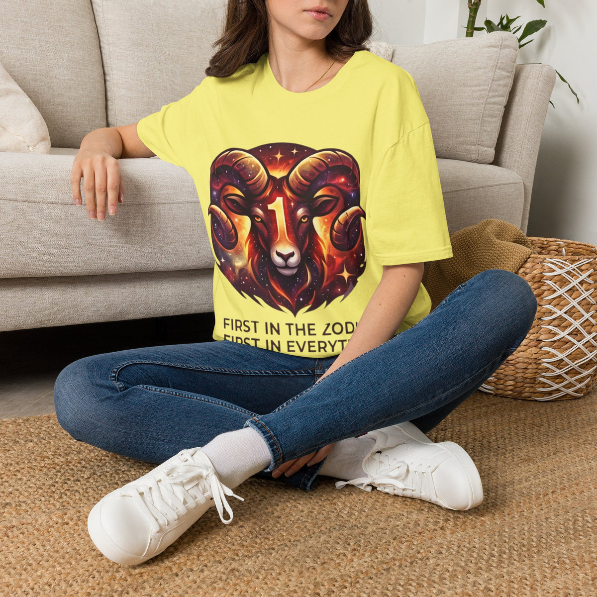 Aries Zodiac Ram Graphic T-Shirt — 'First in the Zodiac' Astrology Tee