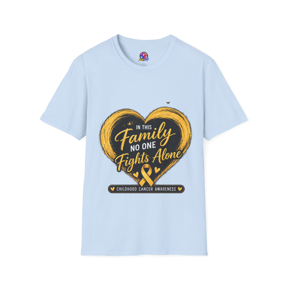 Childhood Cancer Awareness T-Shirt — "In This Family No One Fights Alone"