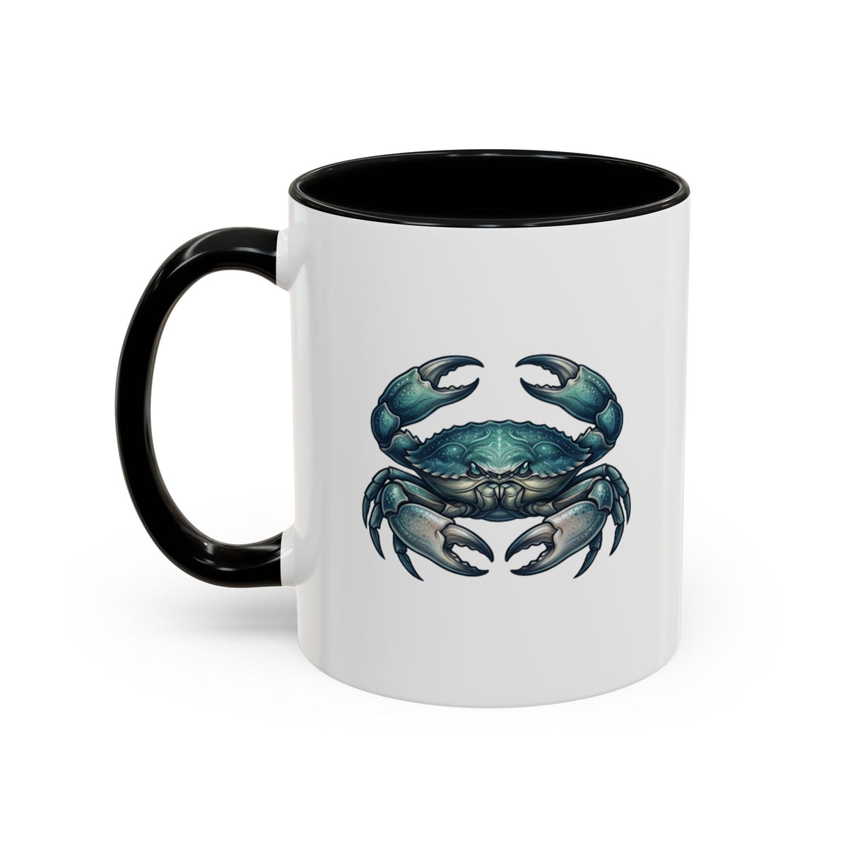 Cancer Zodiac Blue Crab Accent Coffee Mug — Nautical Beach Home Decor Gift