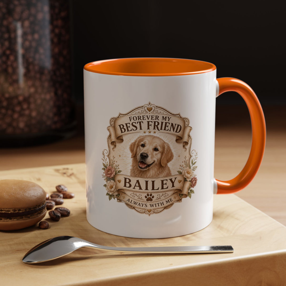 Milo Bailey Dog Dad Mom Personalized Dog Coffee Mug – "Forever My Best Friend" Golden Retriever Accent Mug