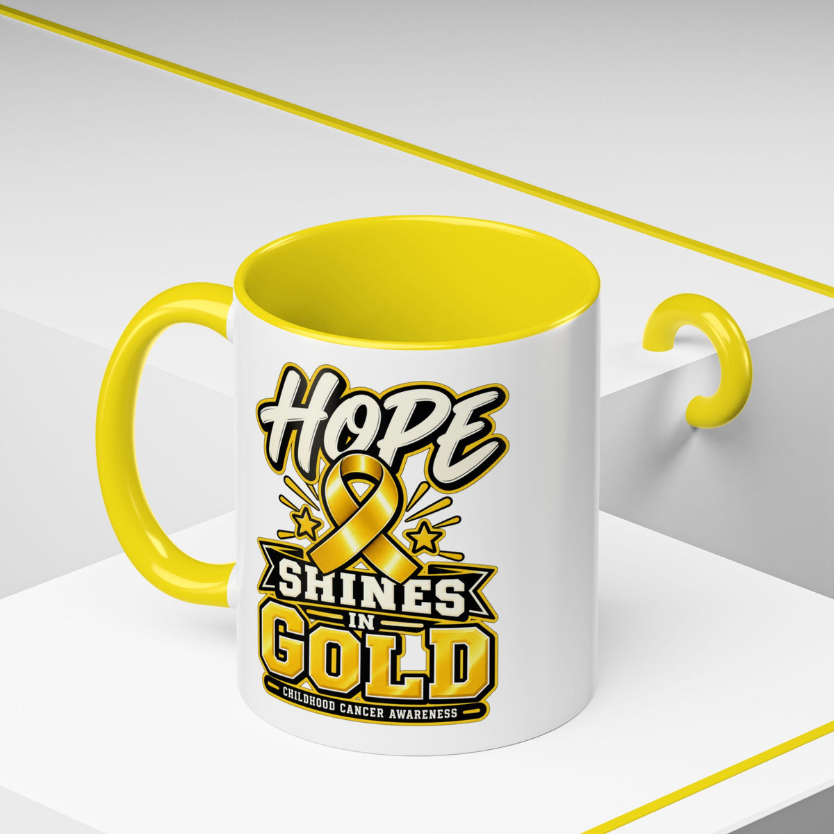 Hope Shines in Gold Coffee Mug — Childhood Cancer Awareness Accent Mug