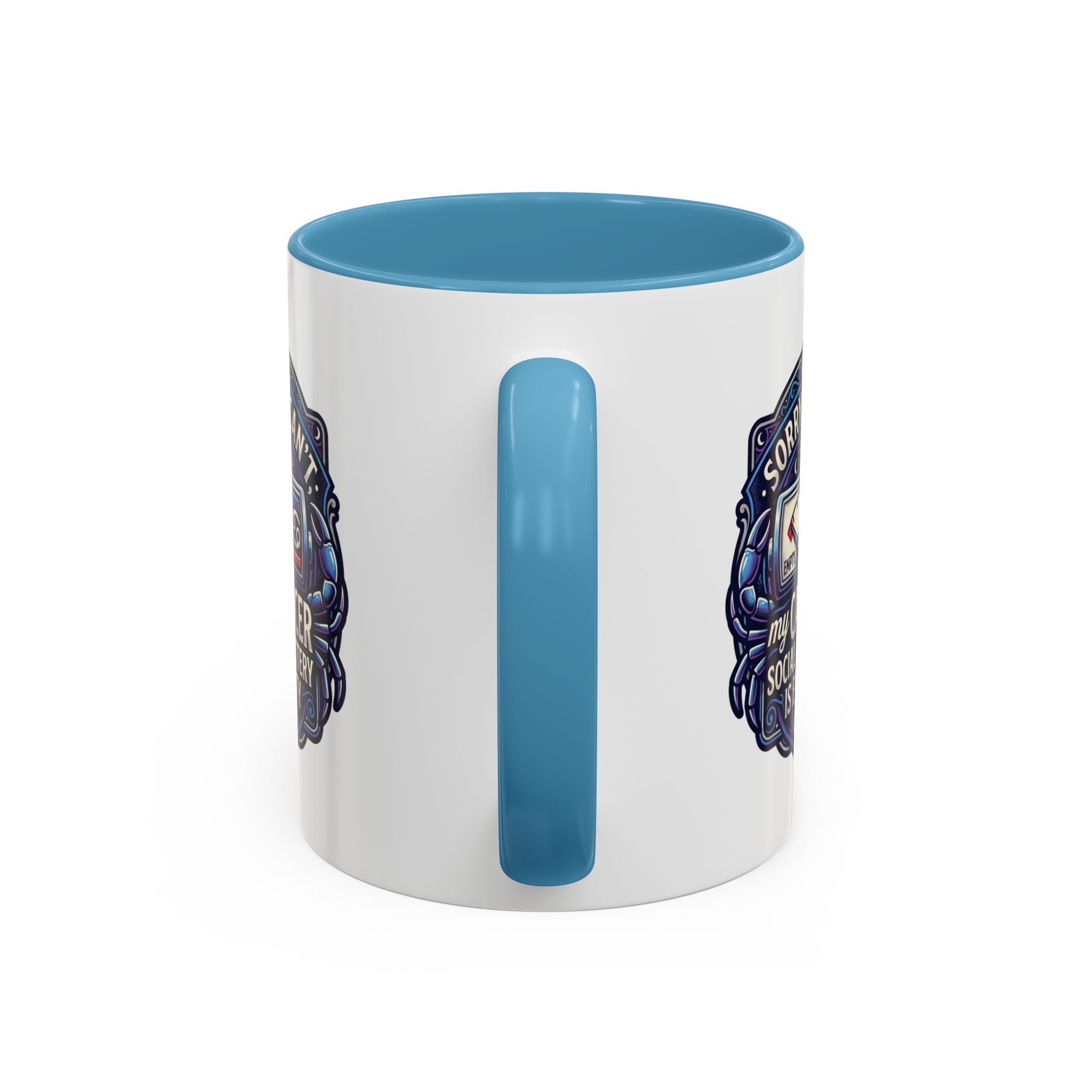 Accent Coffee Mug — “Sorry I Can’t My Cancer Social Battery Is Empty” Support Awareness Mug
