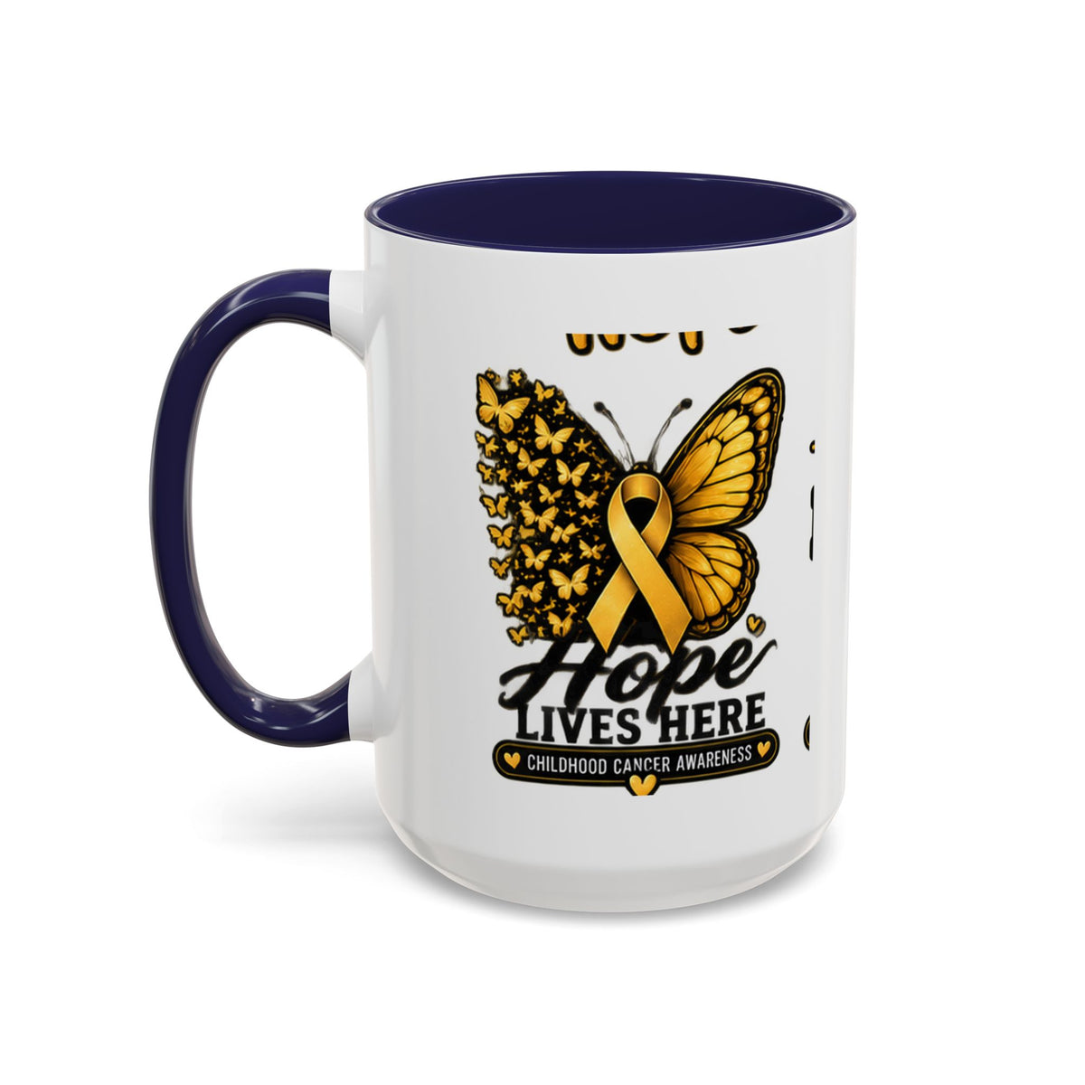 Children’s Cancer Awareness Accent Coffee Mug — "Hope Lives Here" (11/15oz)