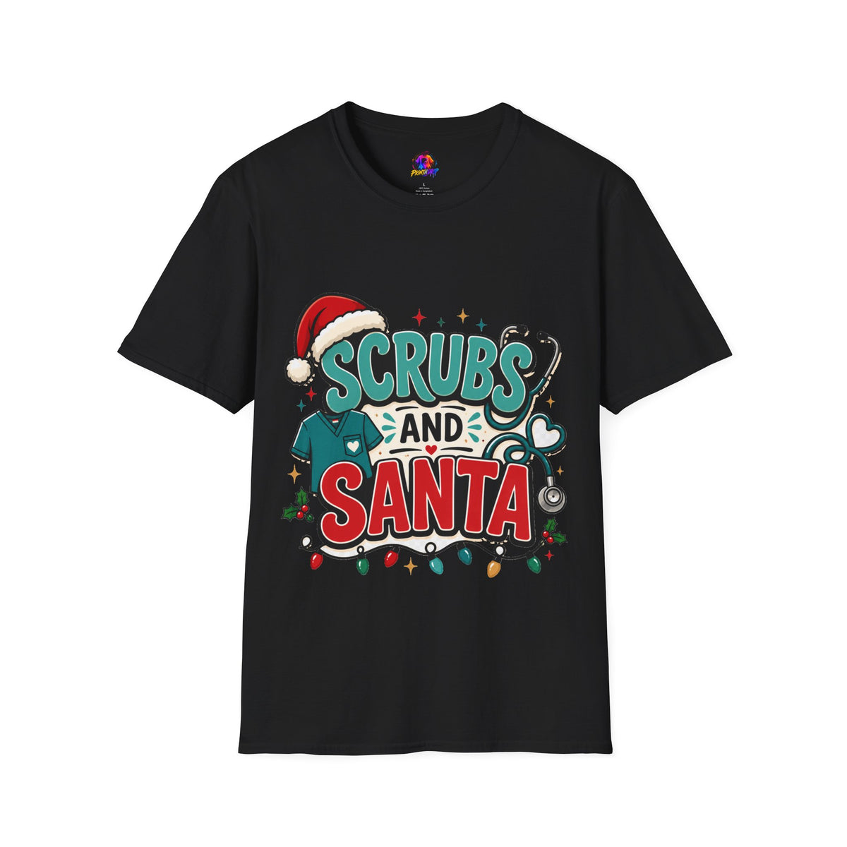 Scrubs and Santa Christmas T-Shirt — Cute Holiday Nurse Tee