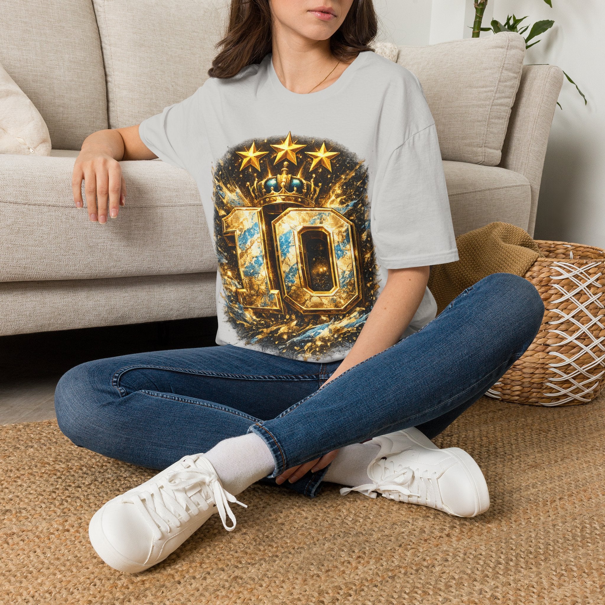 Argentina, MESSI #10 T-Shirt — Gold Crown '10' Victory Graphic Tee