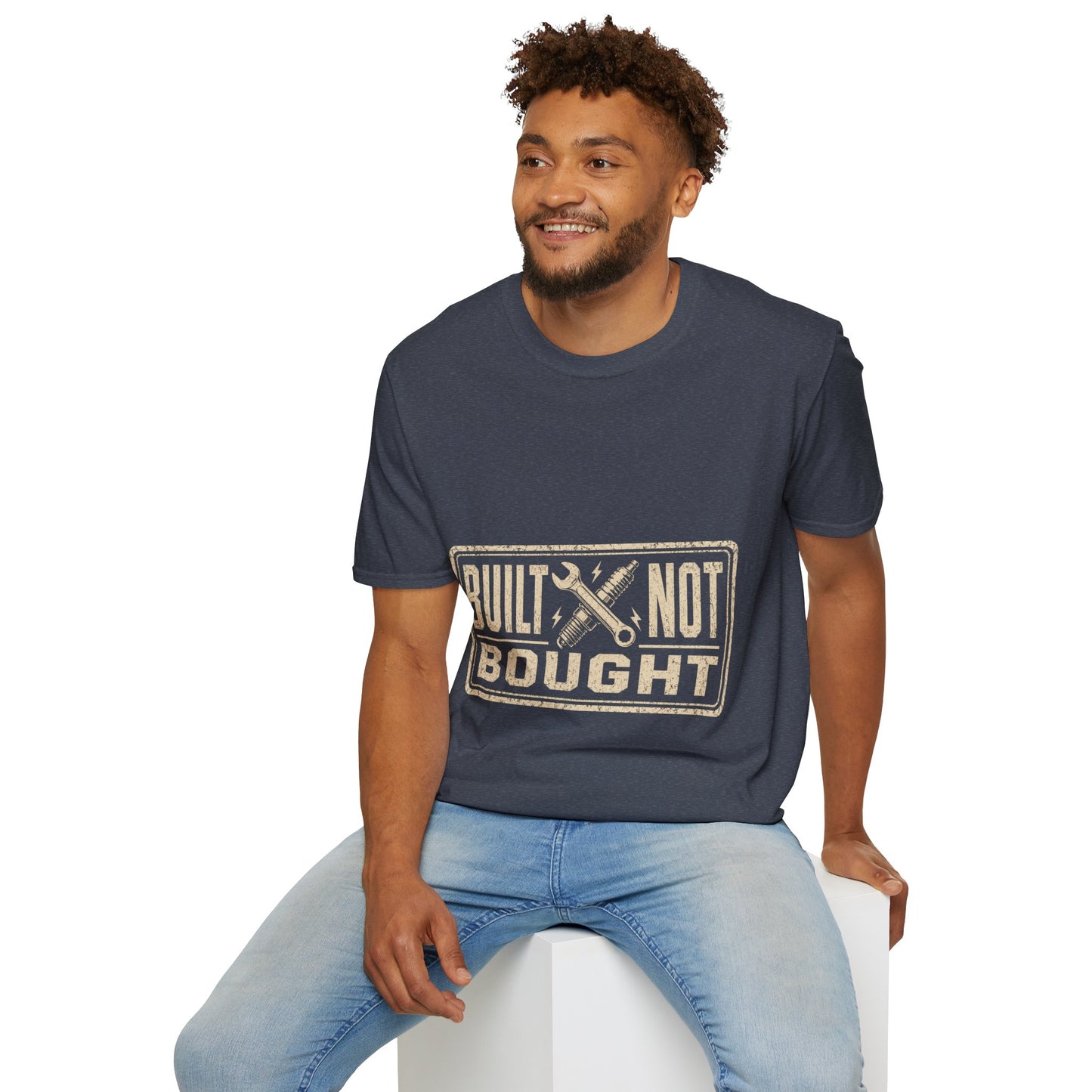Built Not Bought T-Shirt — Vintage Mechanic Workwear Tee