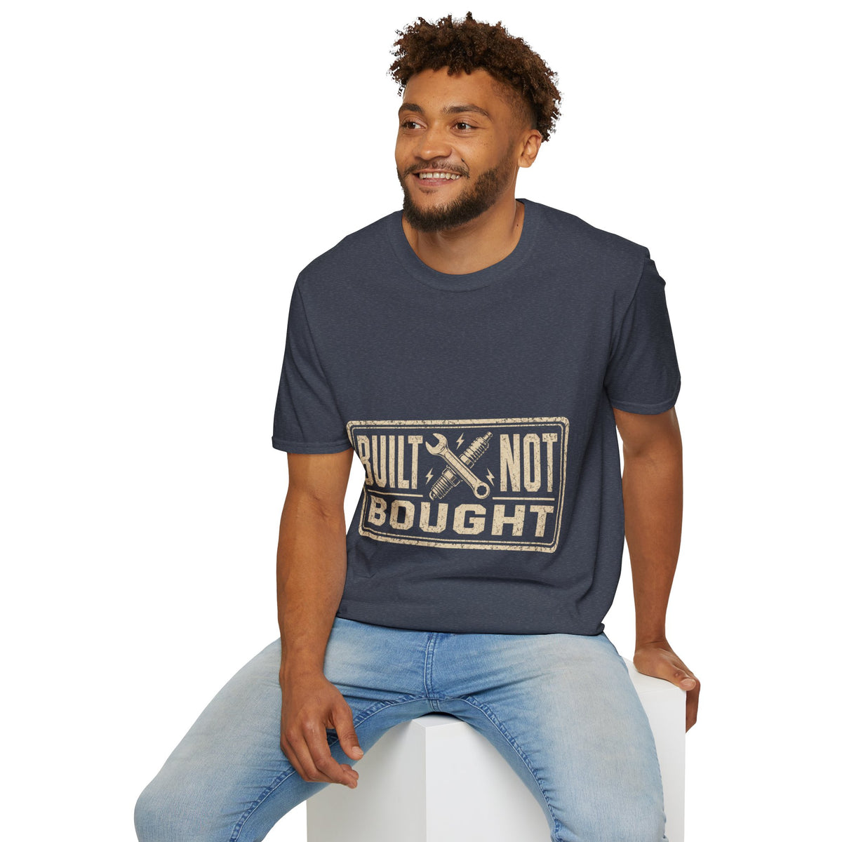 Built Not Bought T-Shirt — Vintage Mechanic Workwear Tee