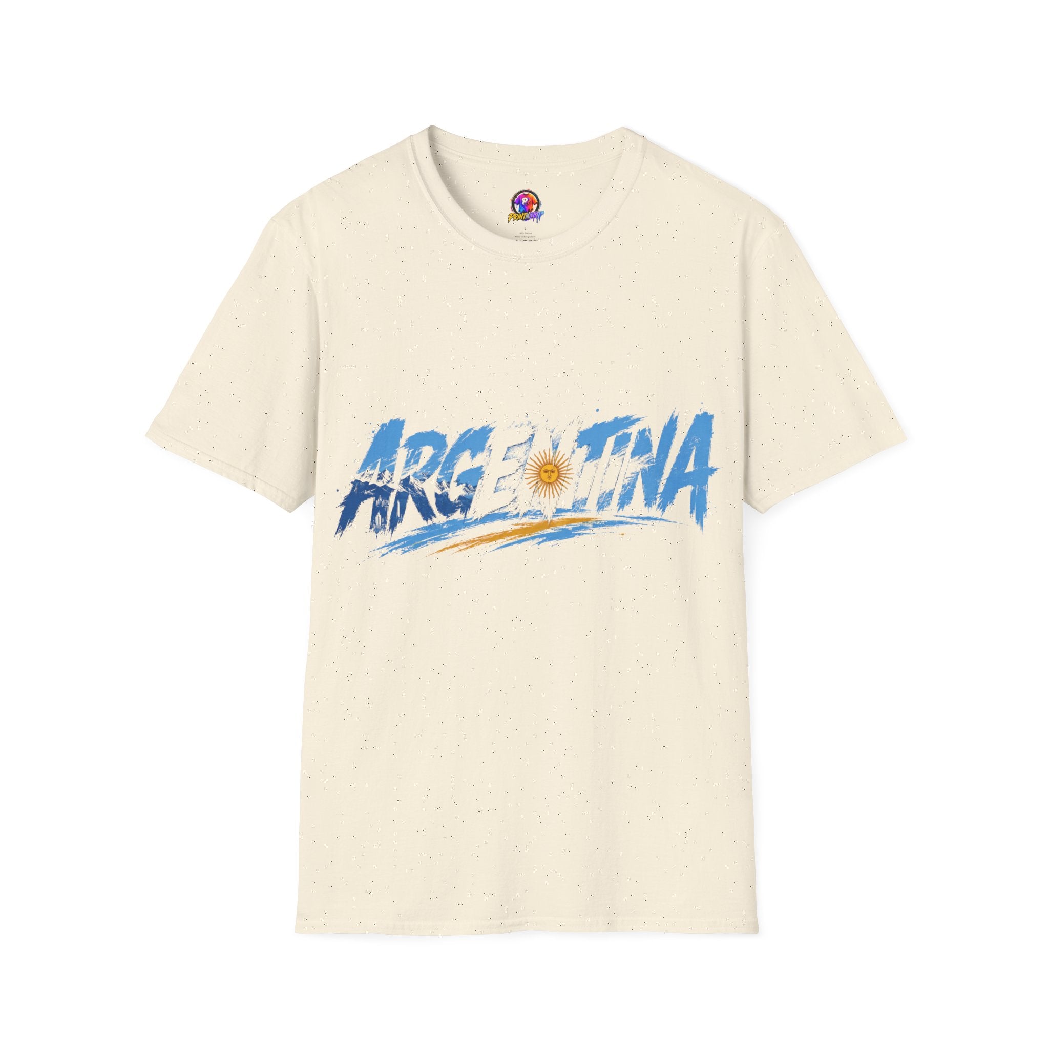Argentina Graphic T-Shirt — Argentina Typography Tee with Sun & Flag Colors