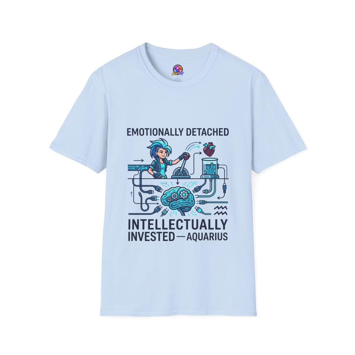 Aquarius Zodiac Emotionally Detached, Intellectually Invested T-Shirt — Aquarian Graphic Tee