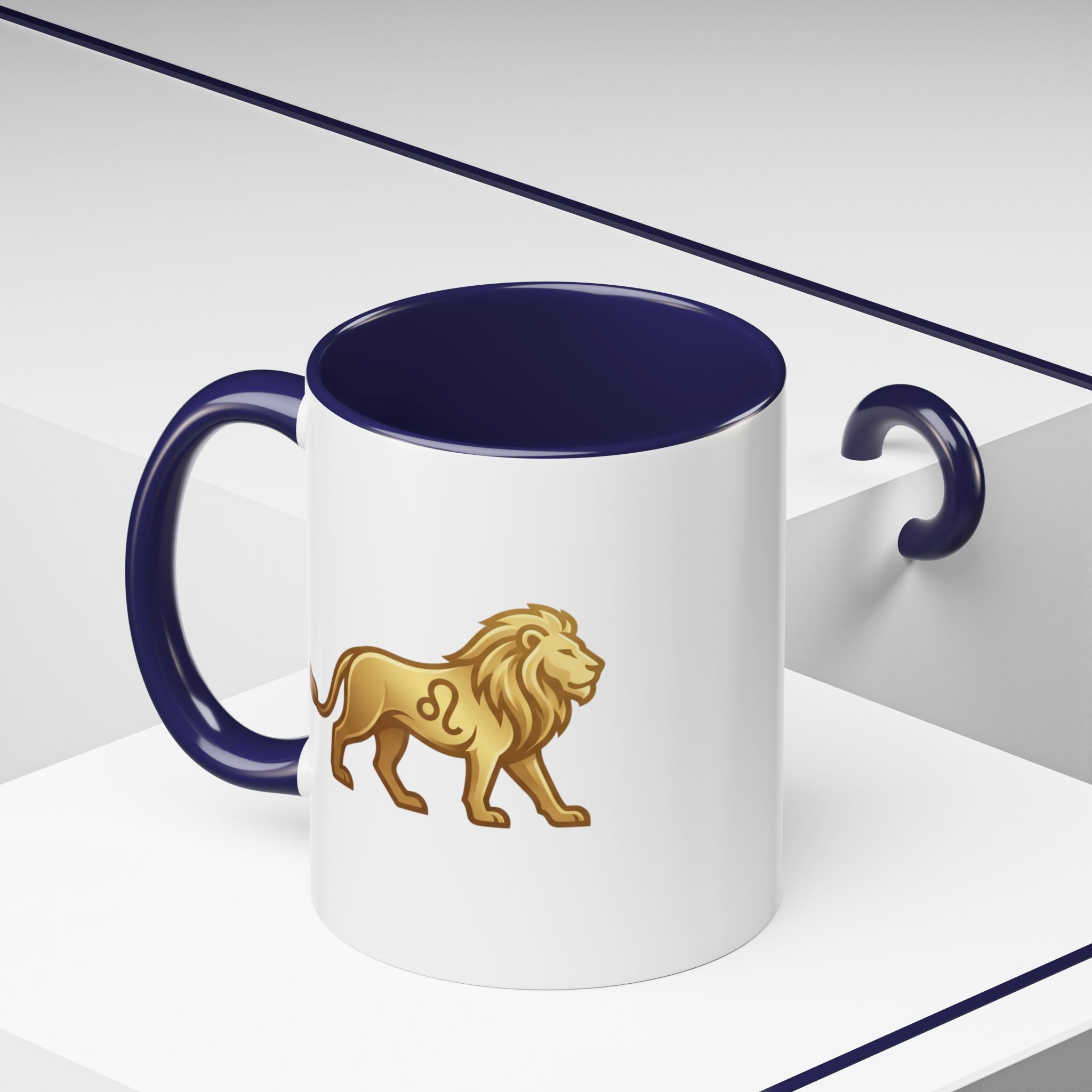 Leo Zodiac Coffee Mug — Gold Lion Accent Mug for Astrology Lovers