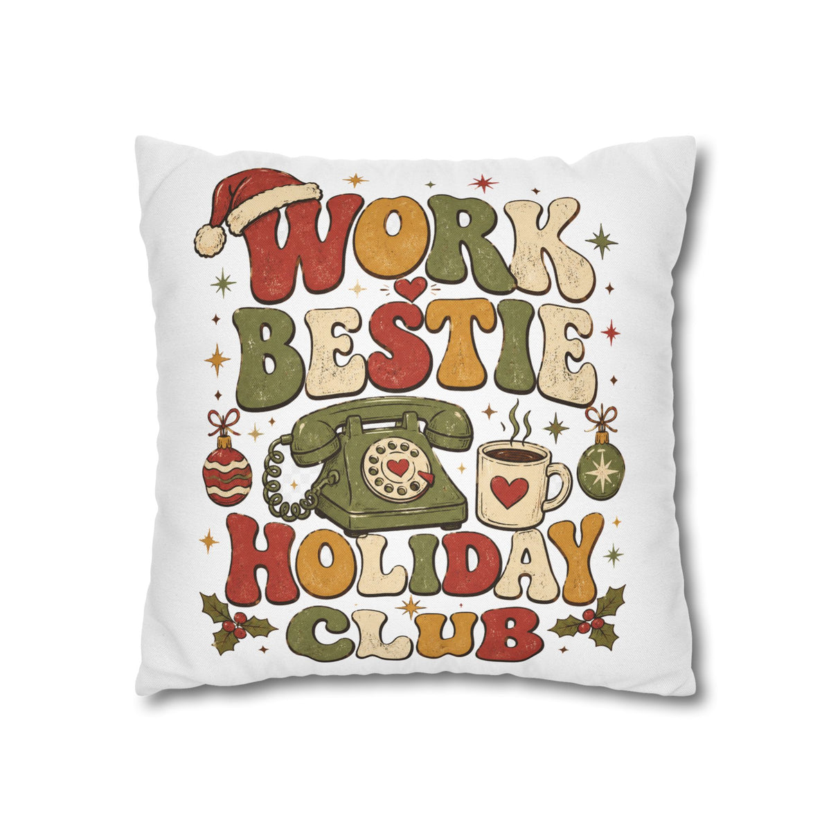 Holiday Work Bestie Pillowcase Modern Day Christmas  — Festive Office Friend Decorative Pillow Cover