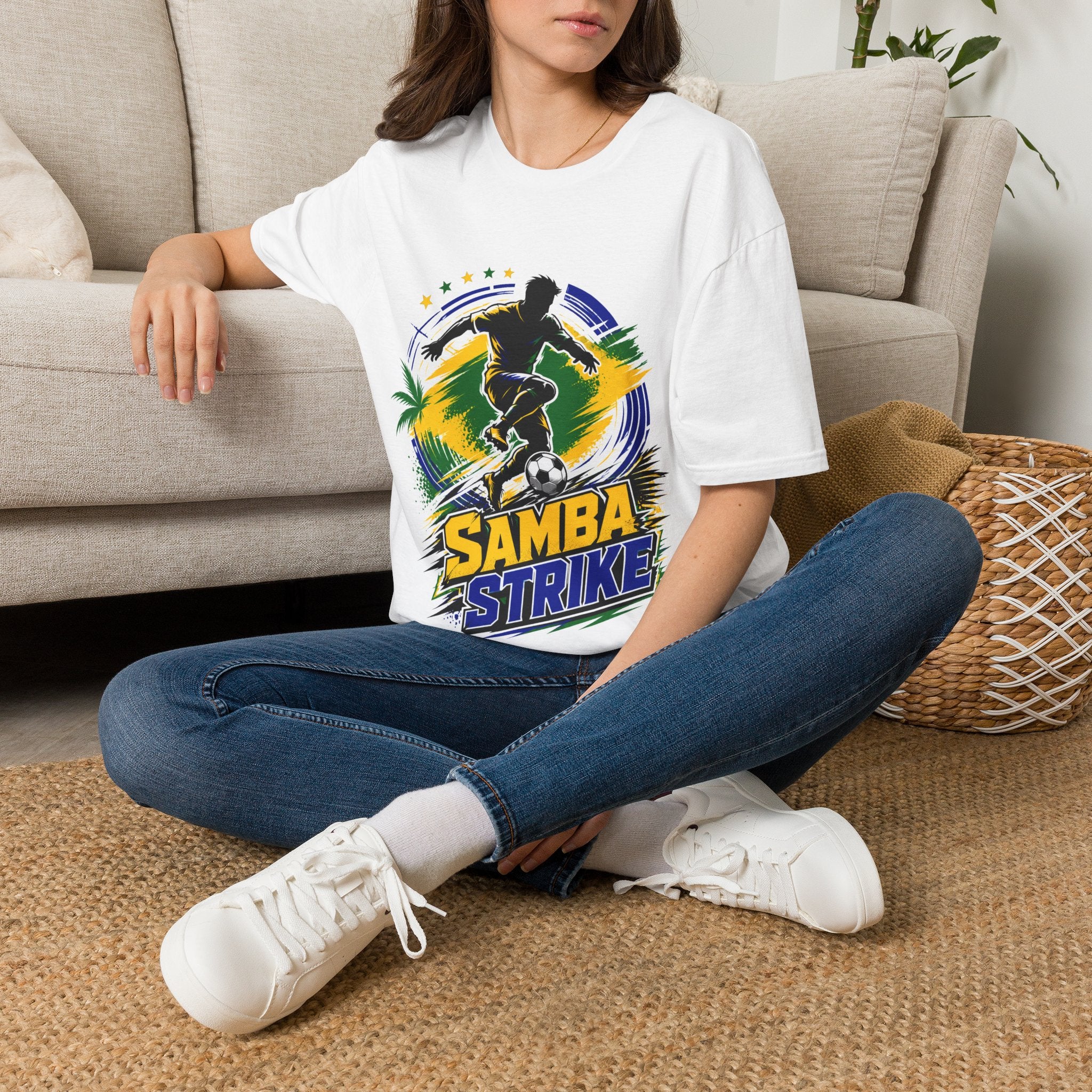 Brazil  Samba Strike Soccer T-Shirt — Brazilian Football Player Graphic Tee