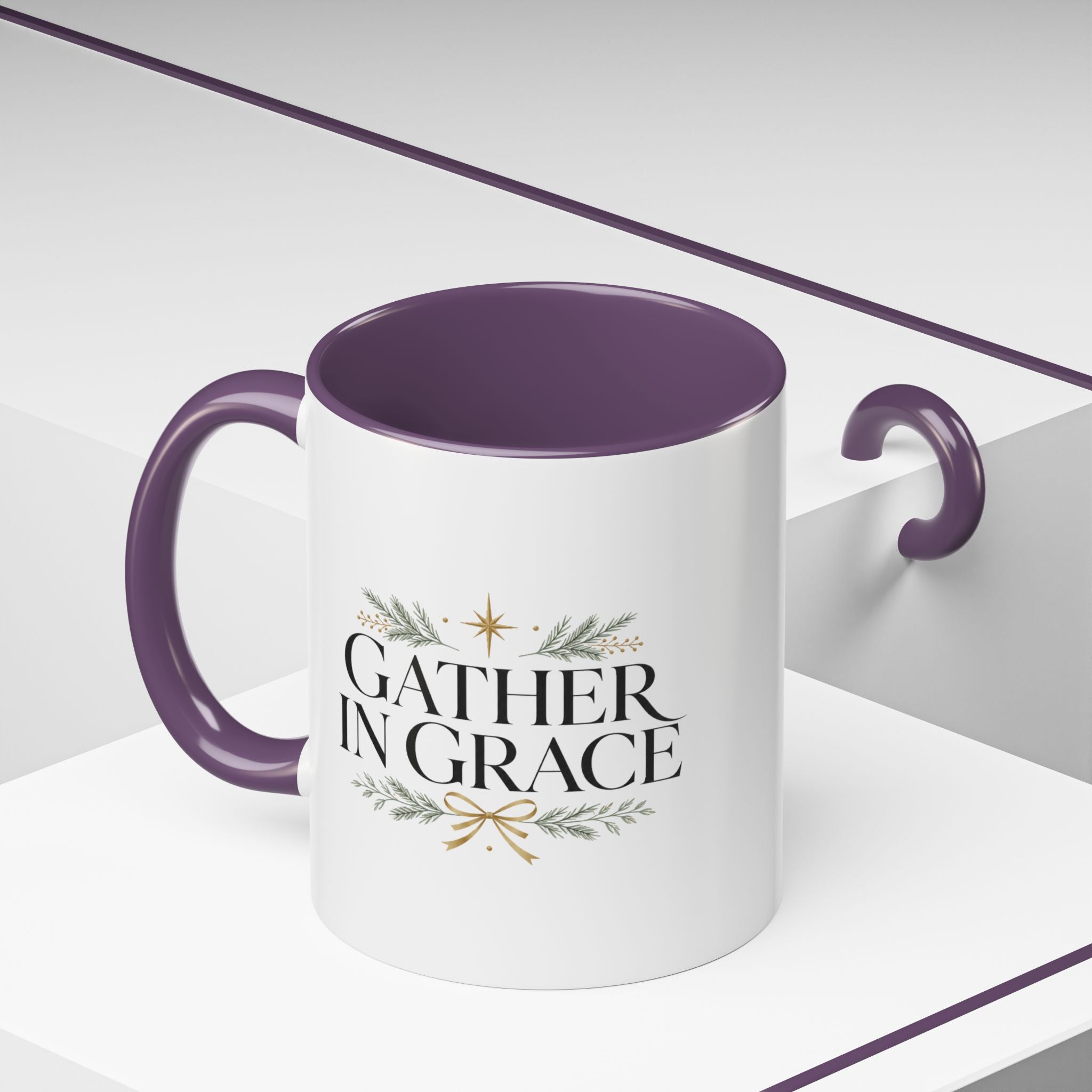 Christmas Gather in Grace Coffee Mug — Inspirational Holiday Accent Mug