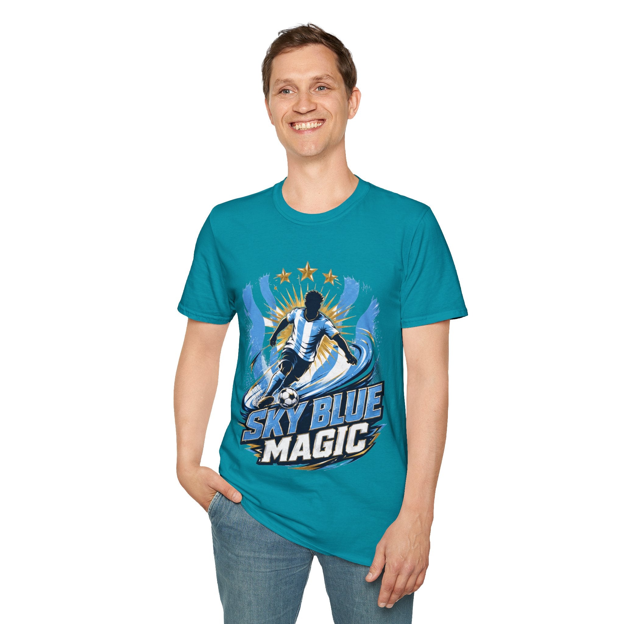 Argentina Sky Blue Magic Soccer T-Shirt — Argentinian Football Player Graphic Tee