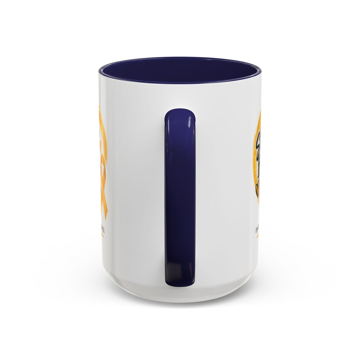 Childhood Cancer Awareness Accent Coffee Mug — "Stronger Brighter Kinder Braver"