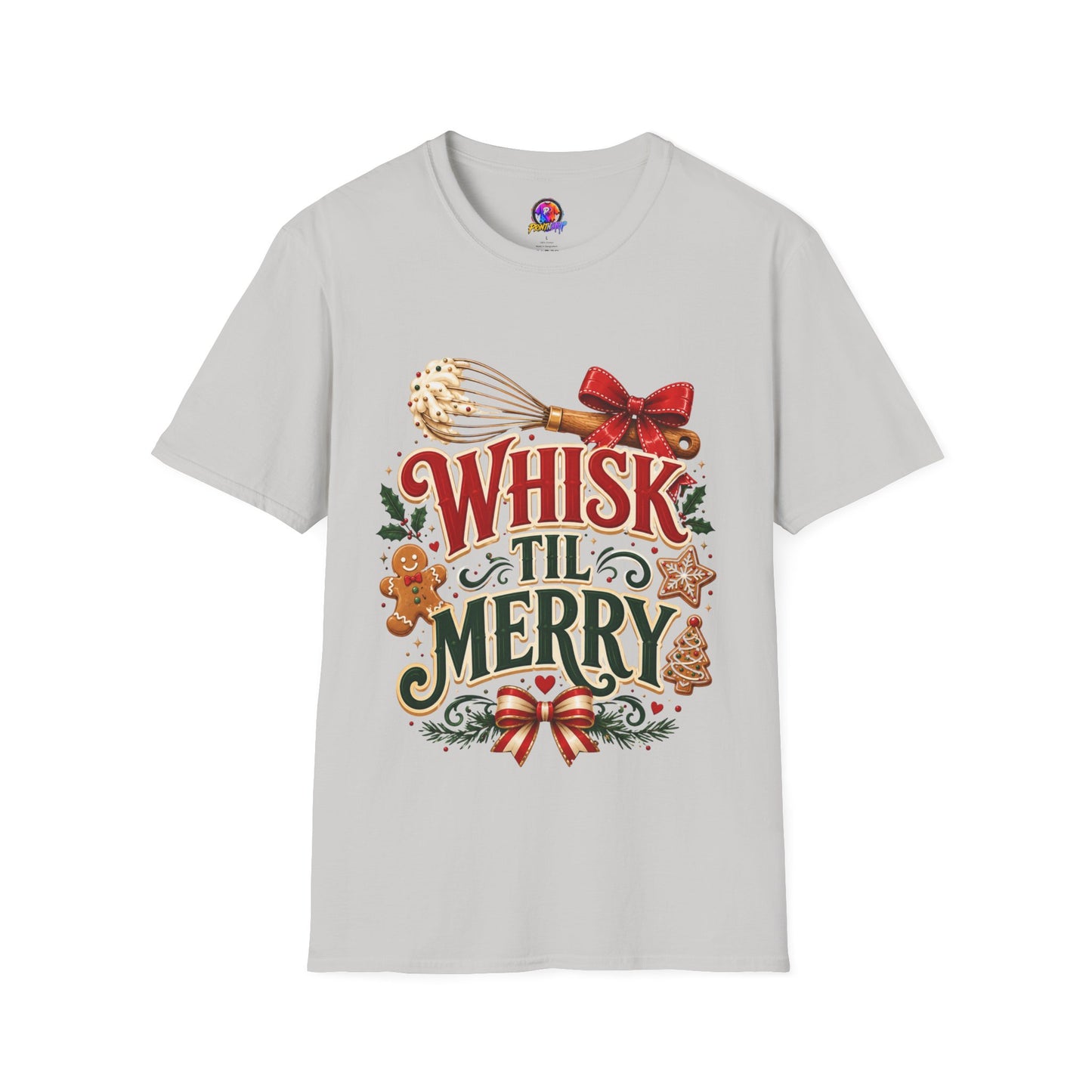 Christmas Baking T-Shirt — "Whisk 'Til Merry" Holiday Tee