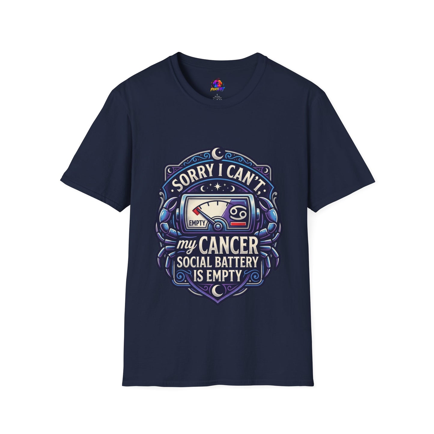 Cancer Support T-Shirt — "Sorry I Can't, My Cancer Social Battery Is Empty"