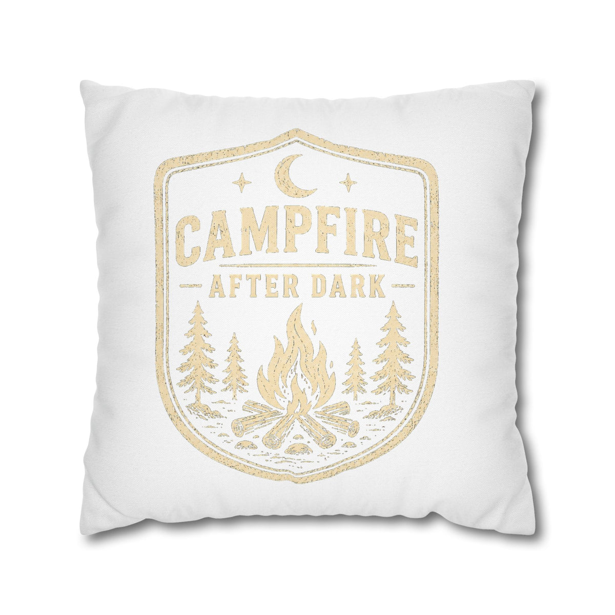Campfire After Dark Throw Pillowcase Milo Bailey Dog Dad Mom — Cozy Rustic Camping Decor