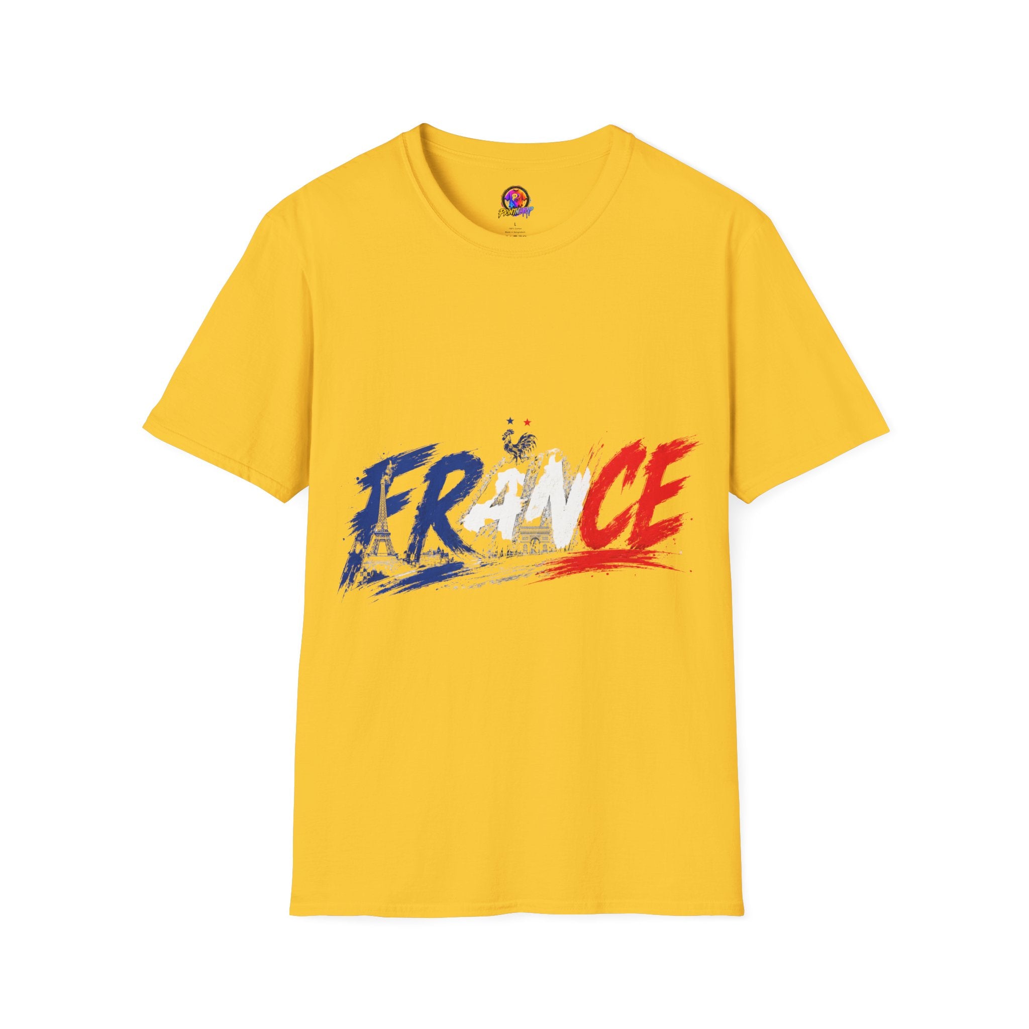 France Brushstroke Graphic T-Shirt — Tricolor Soccer/Travel Fan Tee