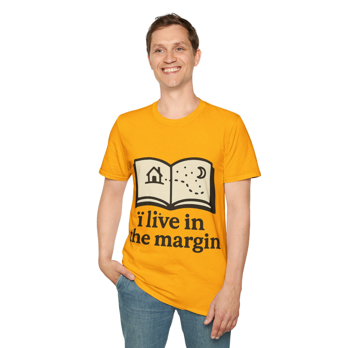 "I Live In The Margin" Bookworm Tee | Cute Celestial Book Graphic T-Shirt - Trending Now - September 2026