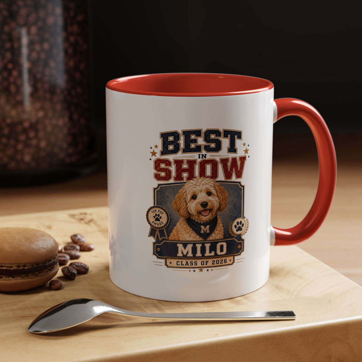 Milo Bailey Dog Dad Mom Best in Show Personalized Dog Photo Coffee Mug — Custom Name & Year