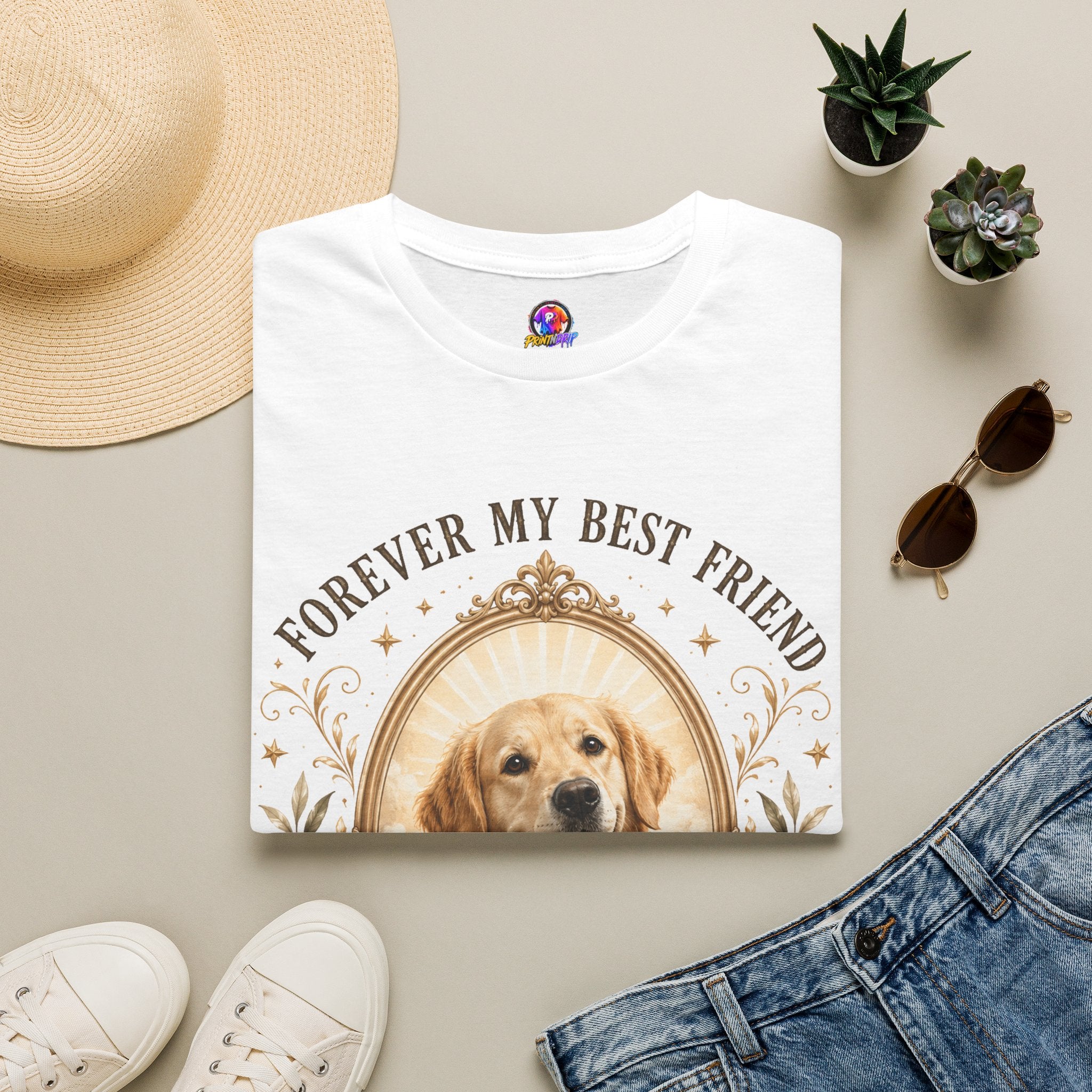 Dog Memorial T-Shirt — "Forever My Best Friend" Personalized Pet Tribute