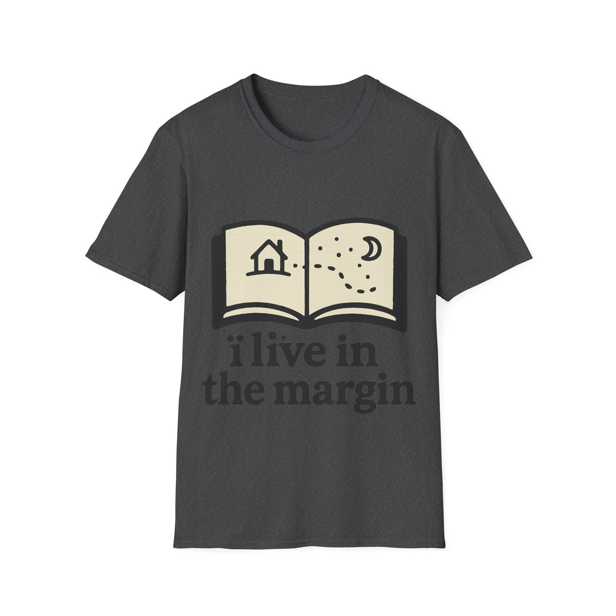 "I Live In The Margin" Bookworm Tee | Cute Celestial Book Graphic T-Shirt - Trending Now - September 2026