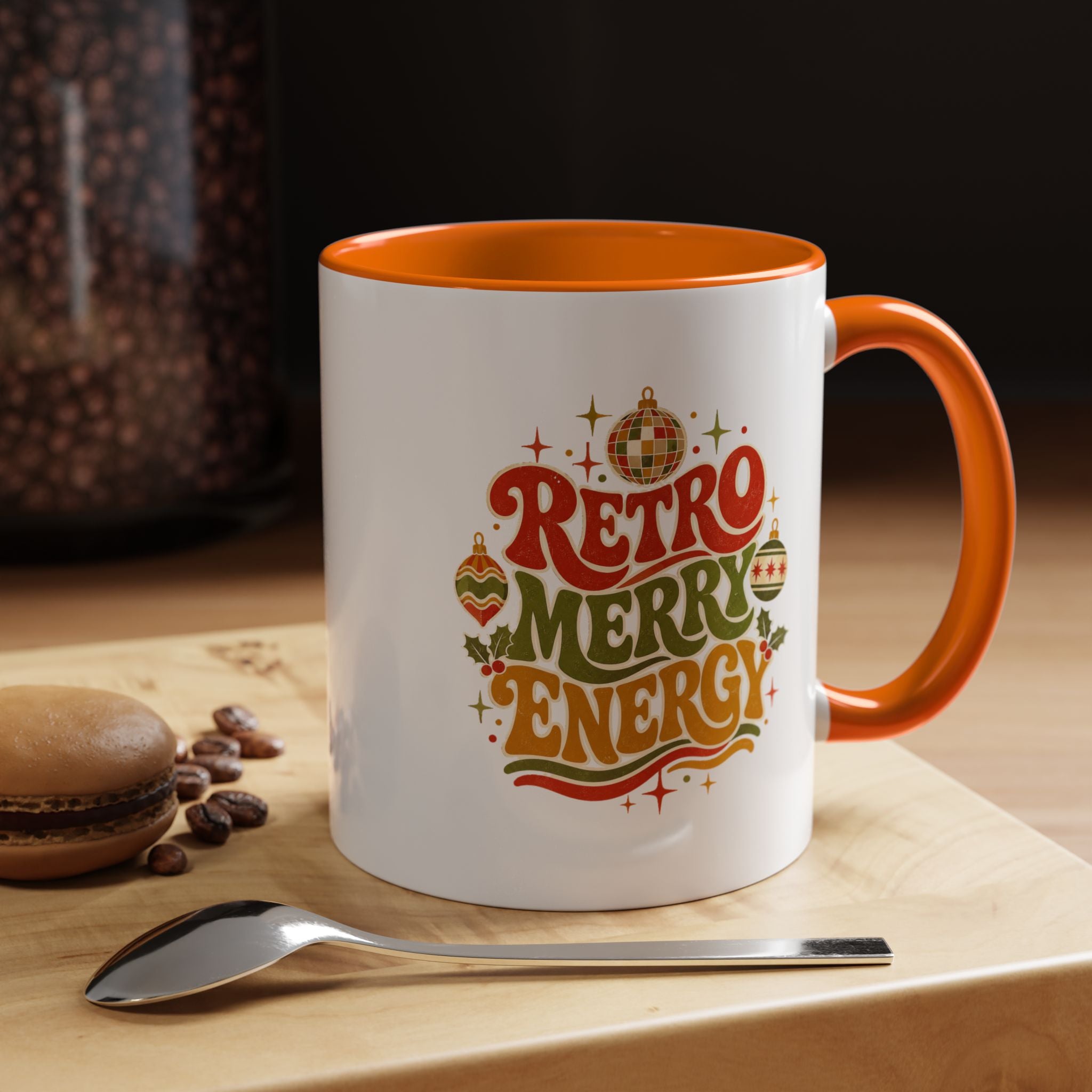 Modern Day Christmas Retro Merry Energy Coffee Mug — Festive 70s Holiday Design