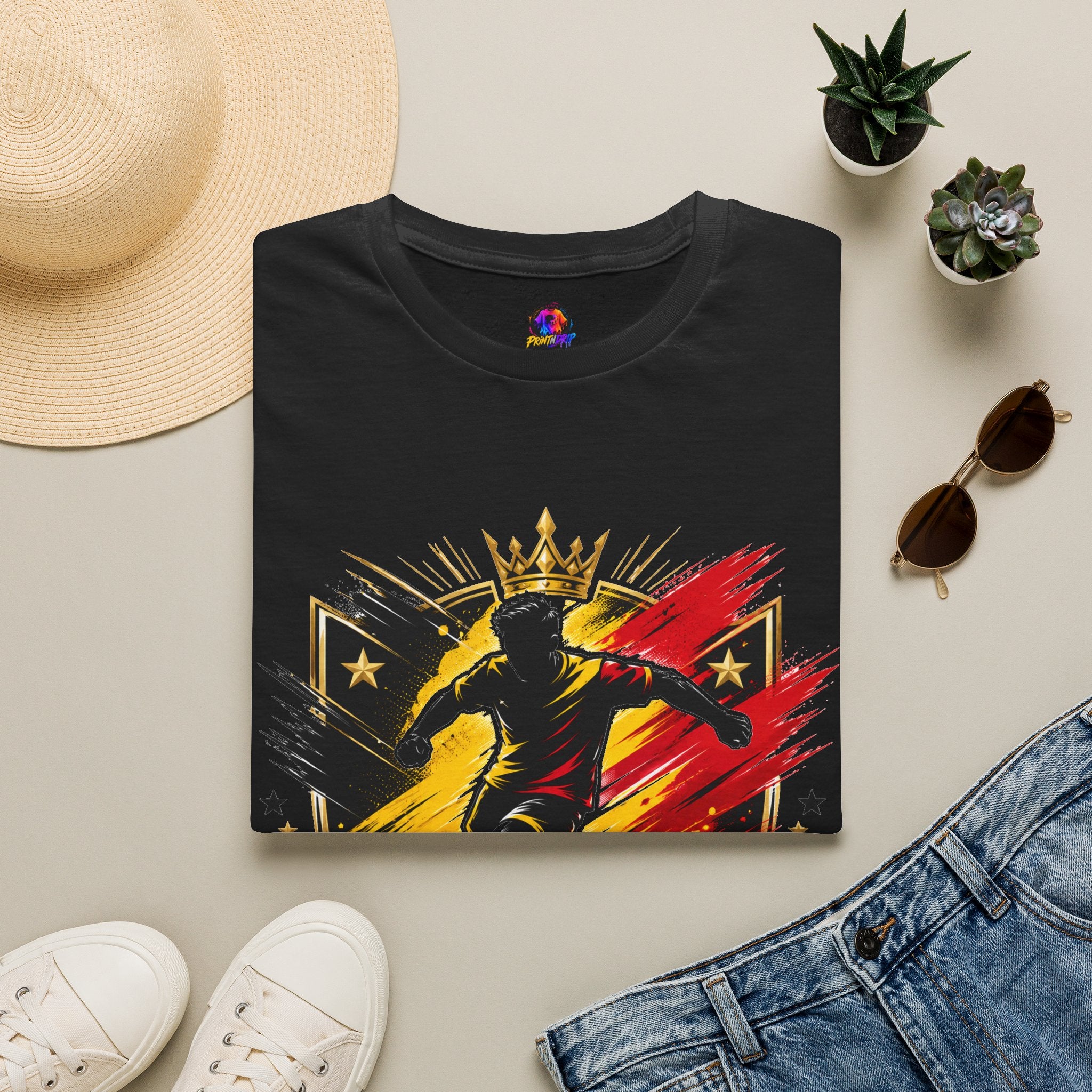 Belgium Soccer T-Shirt — 'Tricolor Strike' Graphic Jersey Tee
