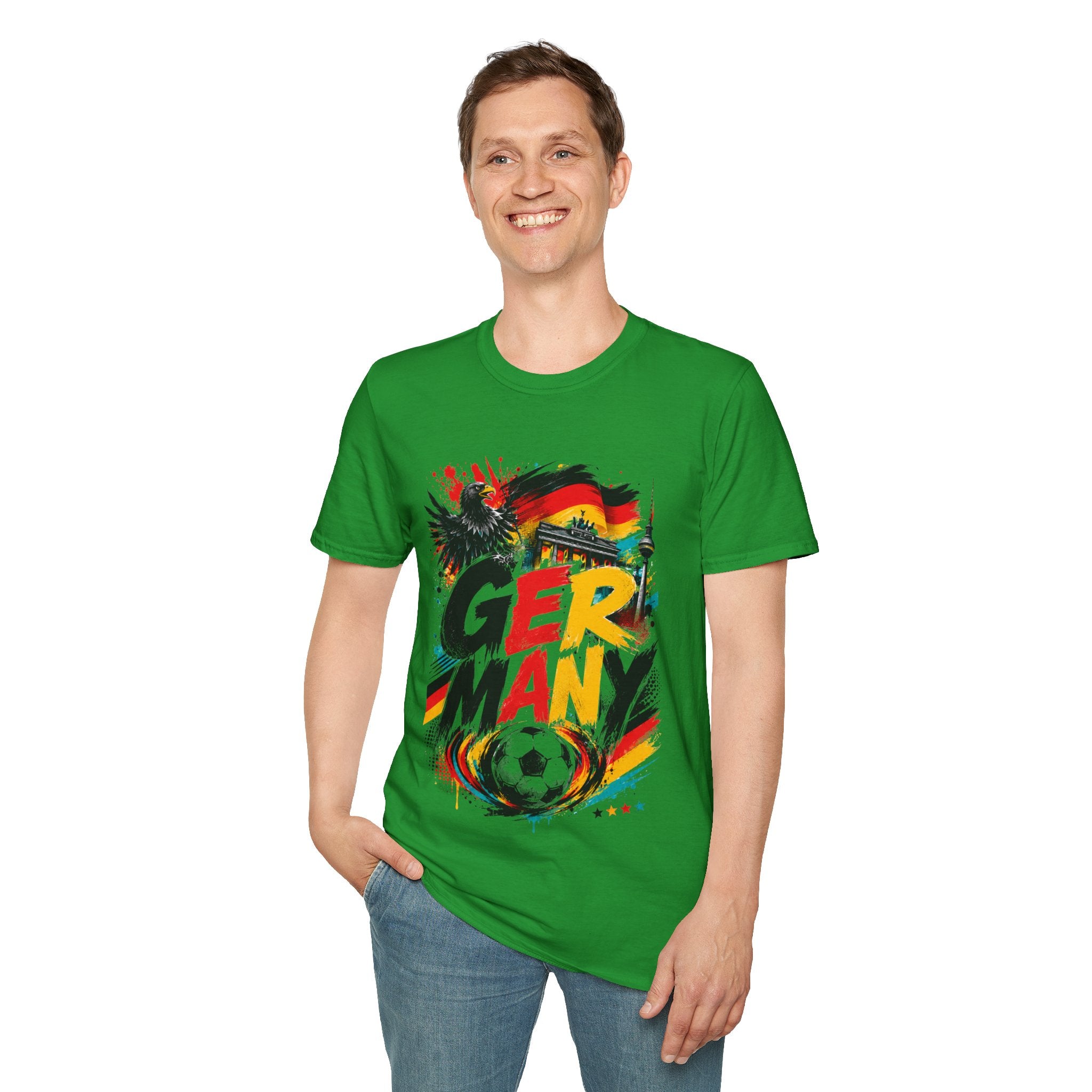 Germany Soccer Graphic T‑Shirt — Flag, Eagle & Brandenburger Tor Design