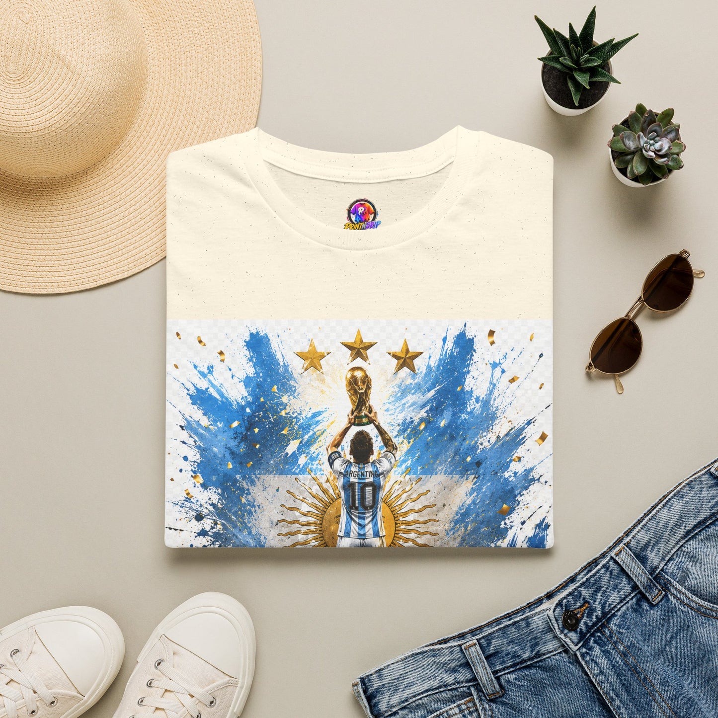 Argentina World Champions T‑Shirt — Soccer World Cup 3 Stars Tribute