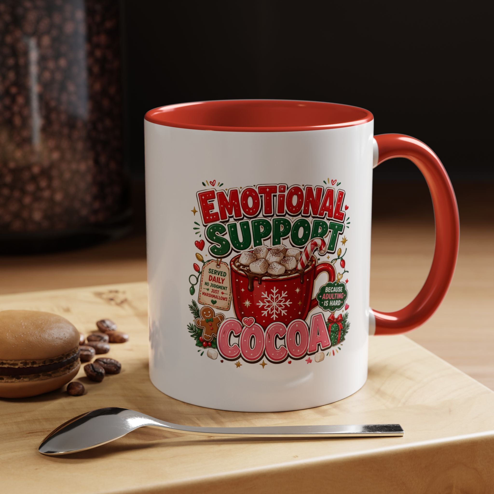 Modern Day Christmas  Emotional Support Cocoa Mug — Festive Hot Chocolate Christmas Coffee Cup (11/15oz)
