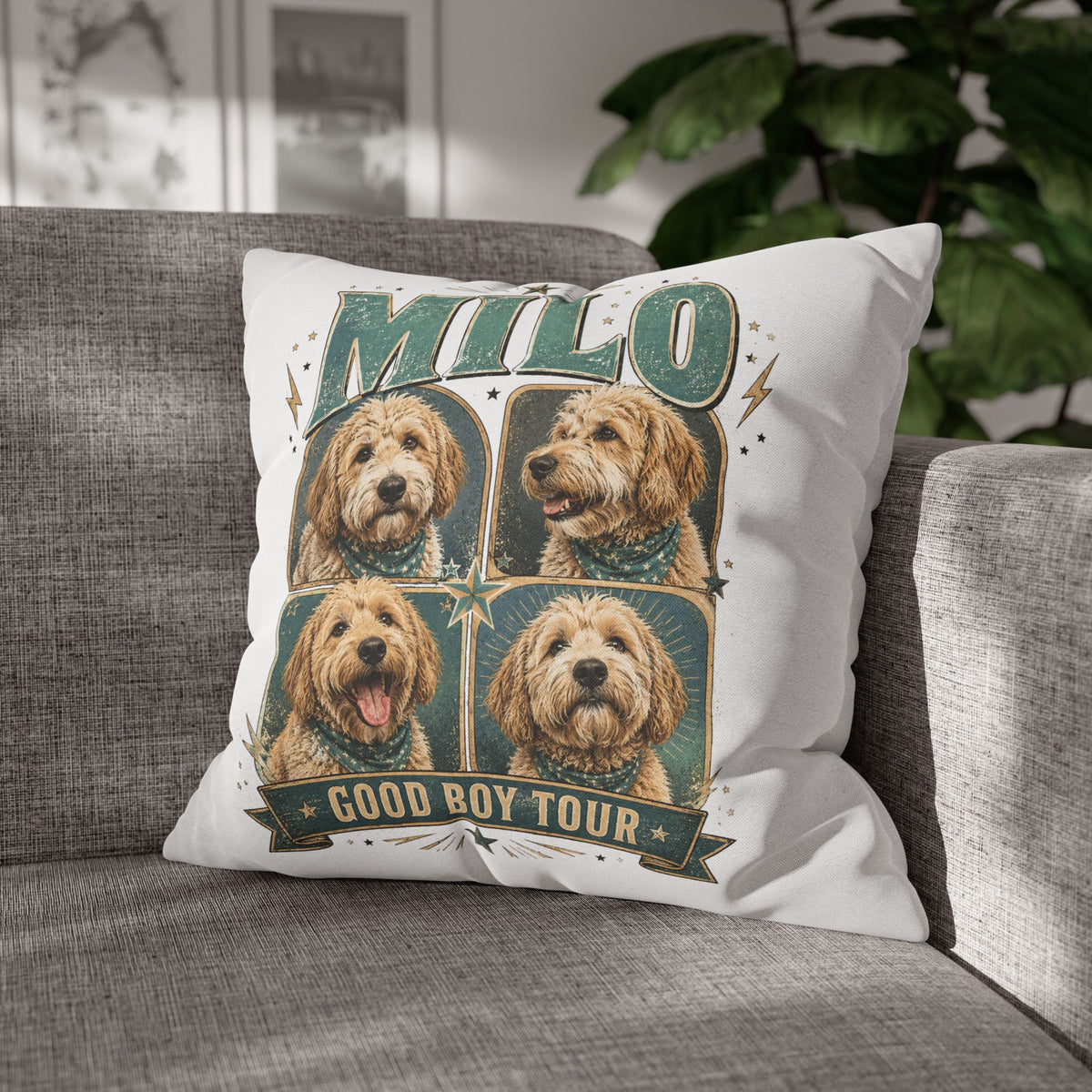 Milo "Good Boy Tour" Dog Photo Pillowcase Milo Bailey Dog Dad Mom