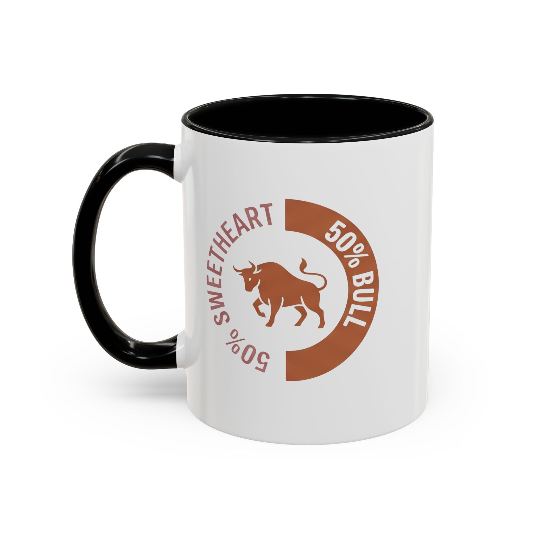 Coffee Mug – "50% Sweetheart 50% Bull" Accent Ceramic Mug