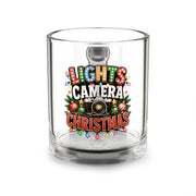 Christmas Glass Mug 10 ozGlass Mug — "Lights Camera Christmas" Holiday Film Lover Coffee Mug