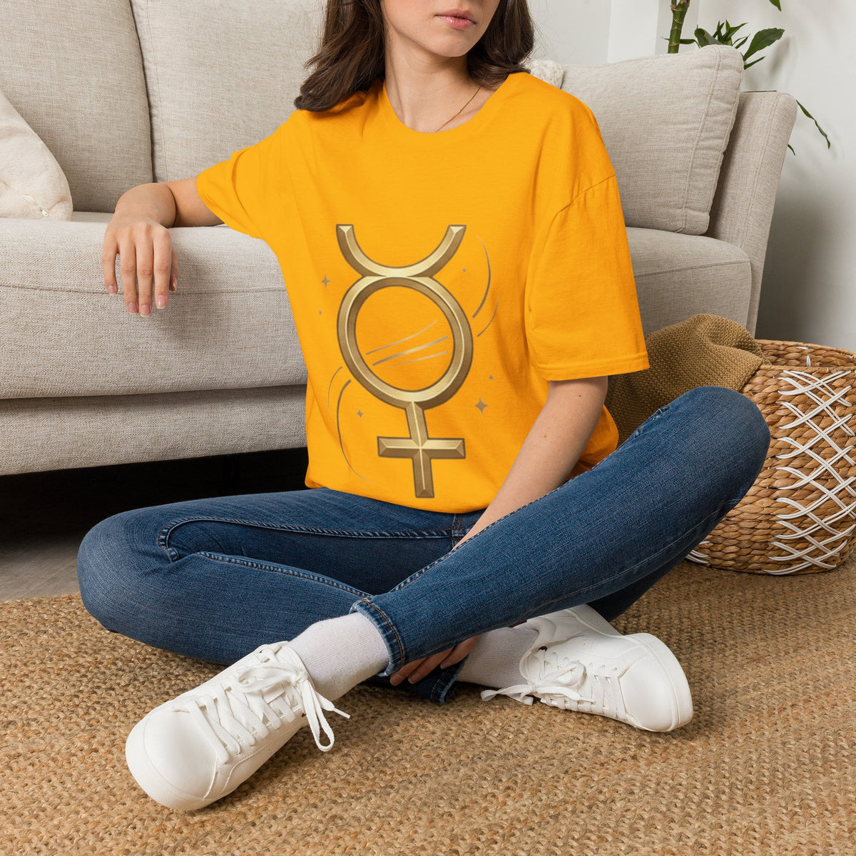 Virgo Zodiac  Mercury Astrology T-Shirt — Gold  Symbol Zodiac Tee
