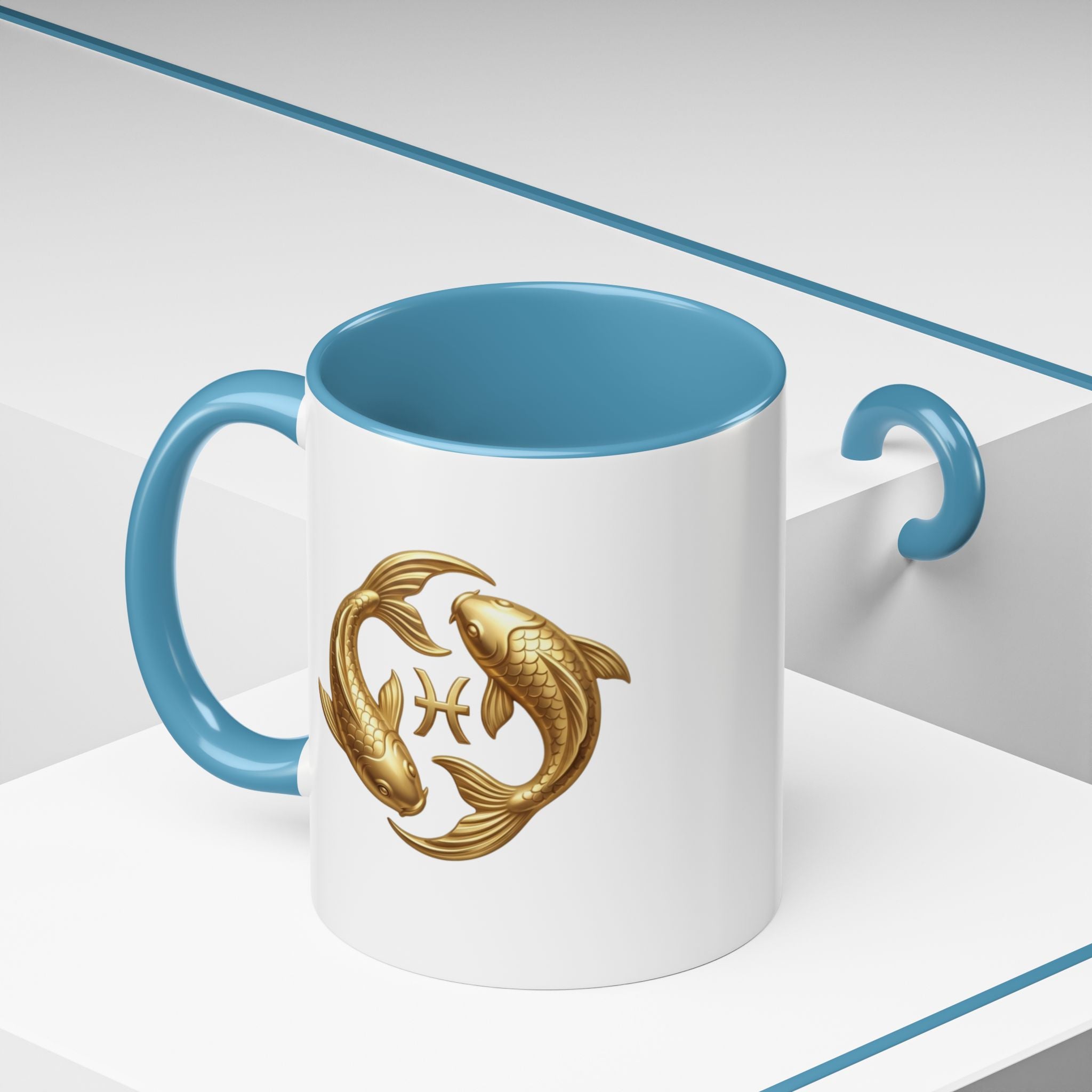 Pisces Zodiac Coffee Mug – Gold Koi Fish Horoscope Accent Mug