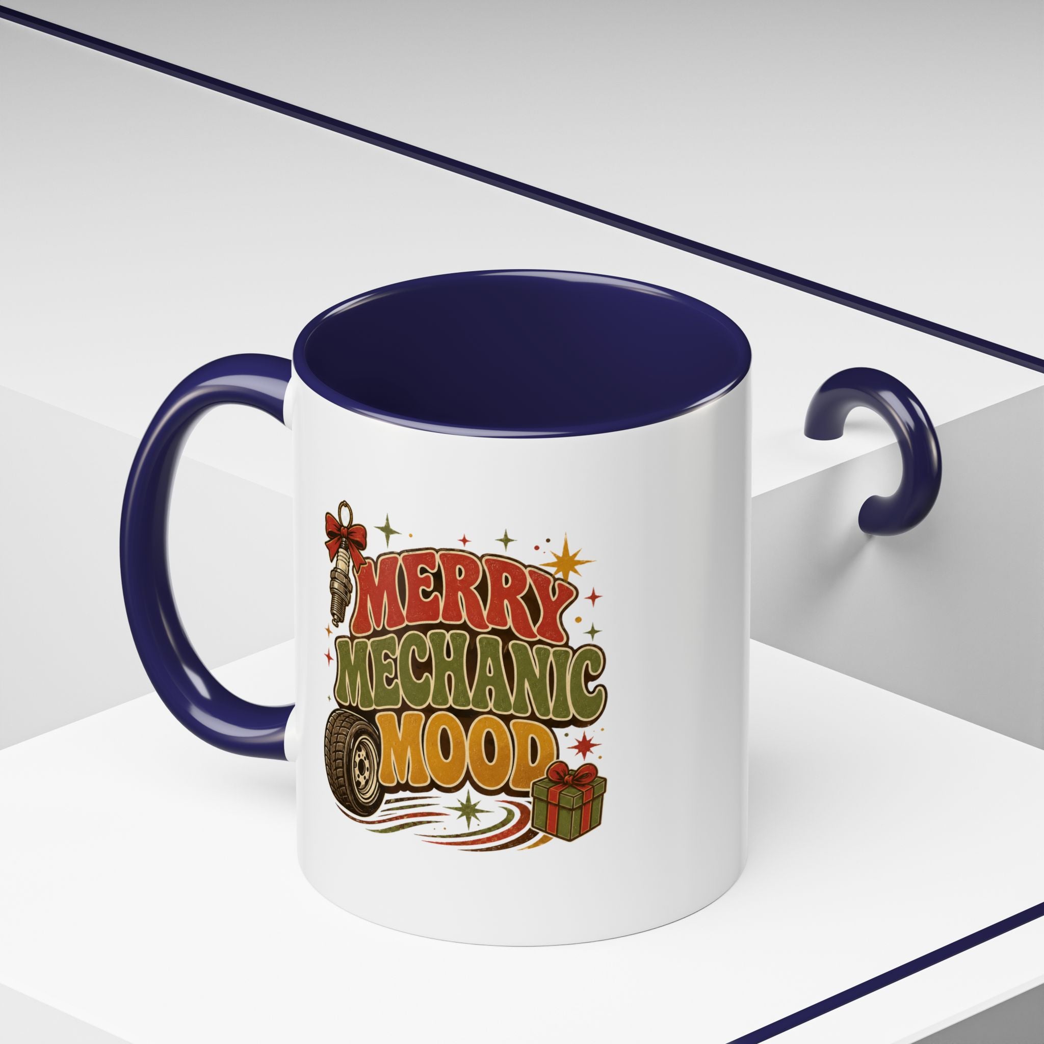 Modern Day Christmas Merry Mechanic Mood Coffee Mug — Holiday Auto Mechanic Gift