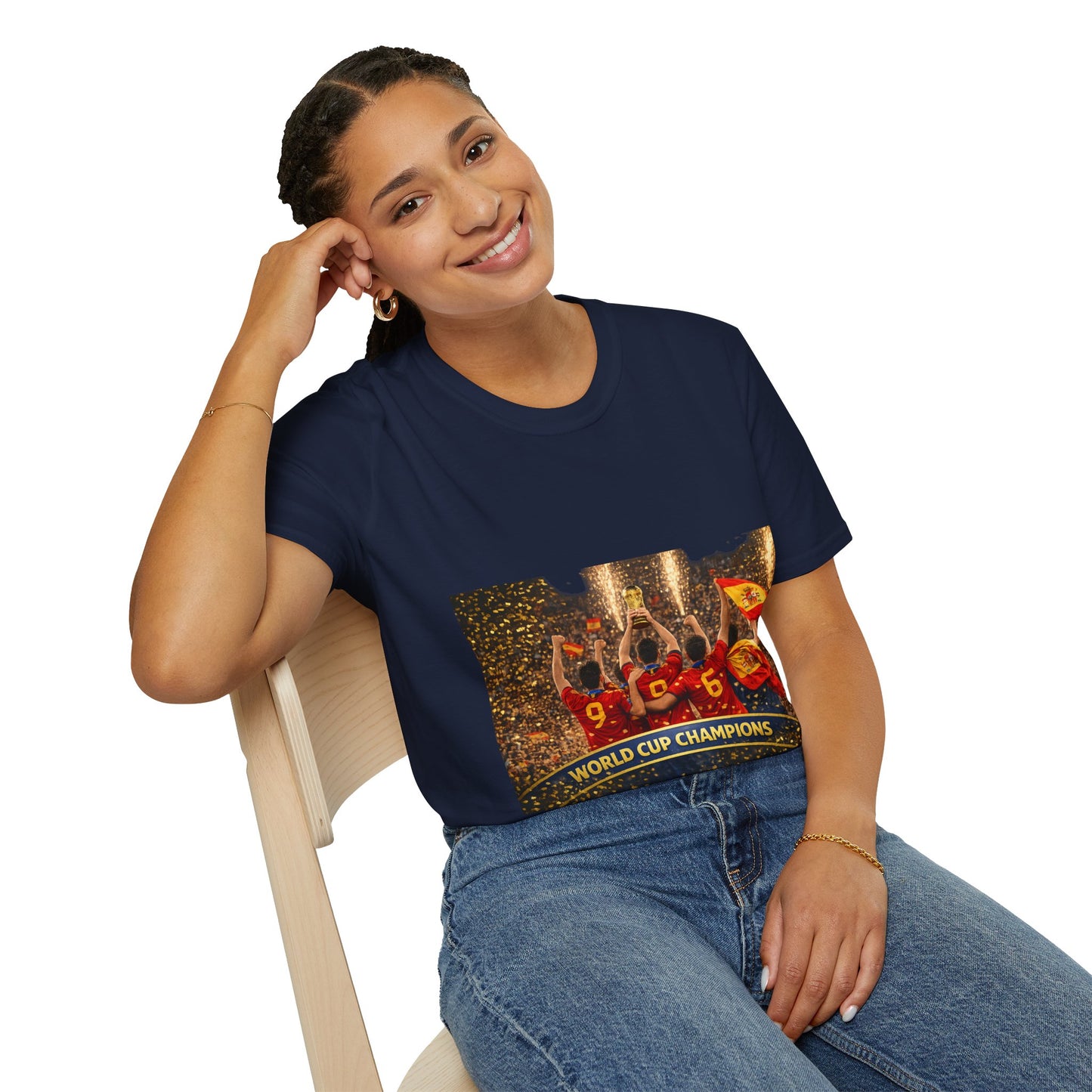 Spain World Cup Champions T‑Shirt — Soccer Trophy Celebration Tee