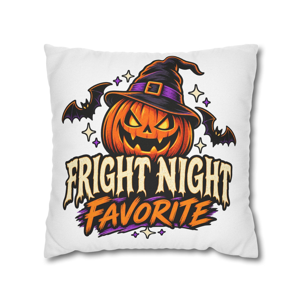 Halloween Pumpkin Pillowcase — "Fright Night Favorite" Spun Polyester Throw Pillow Cover