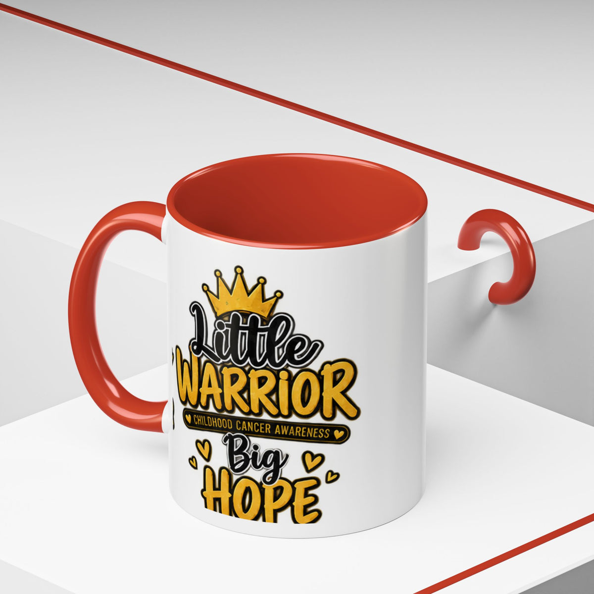 Little Warrior Childhood Cancer Awareness Coffee Mug – "Big Hope" Accent Mug