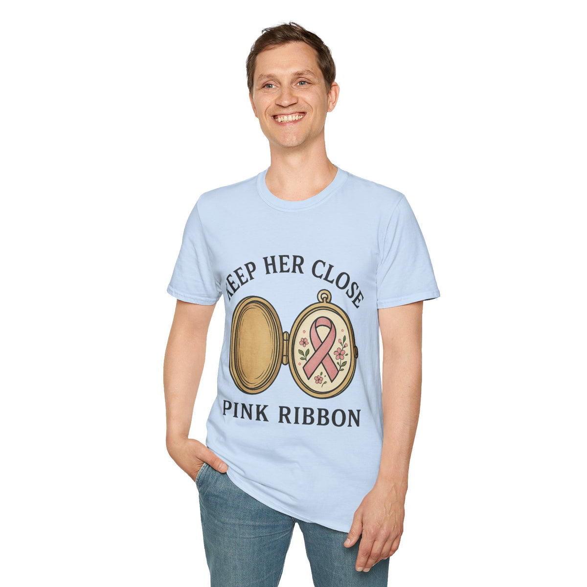 Keep Her Close Pink Ribbon Vintage Locket Graphic Tee - Trending Now - September 2026