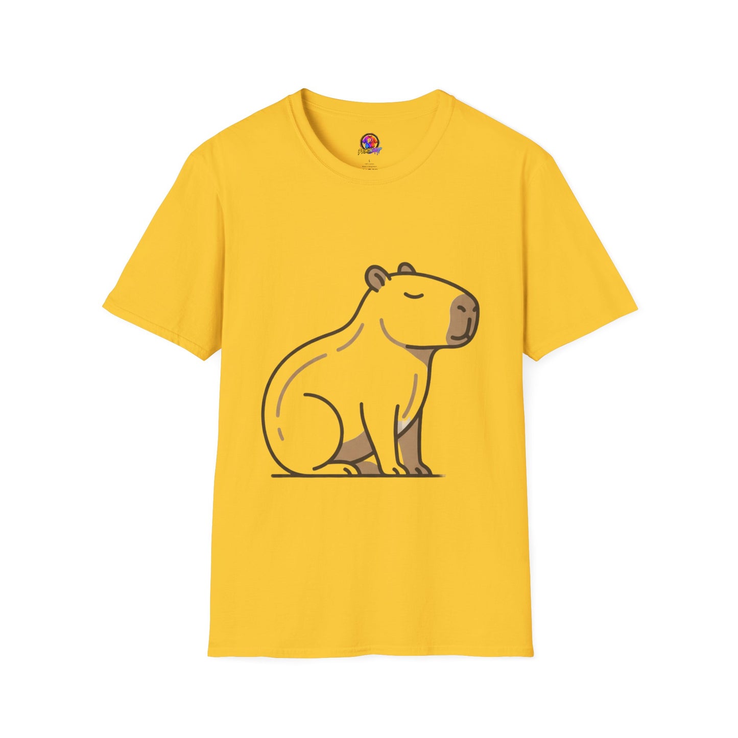 Cute Relaxed Capybara T-Shirt — Minimal Cartoon Capybara Graphic Tee