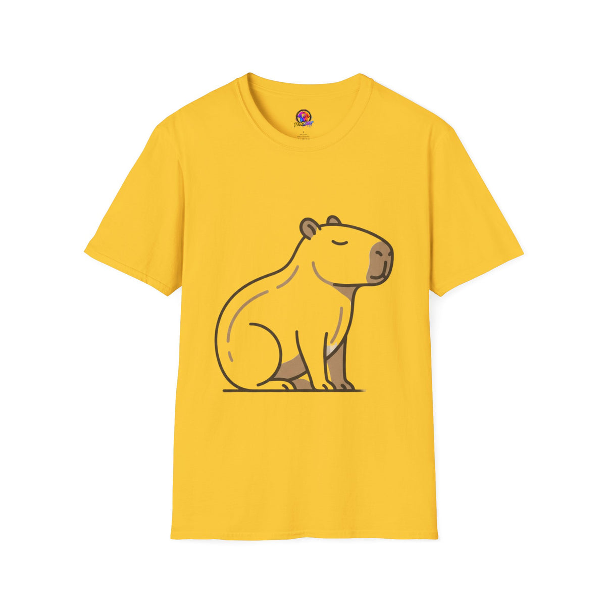 Cute Relaxed Capybara T-Shirt — Minimal Cartoon Capybara Graphic Tee