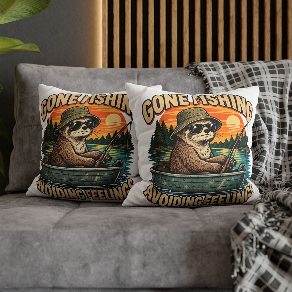Funny Gone Fishing Avoiding Feelings Decorative Pillowcase