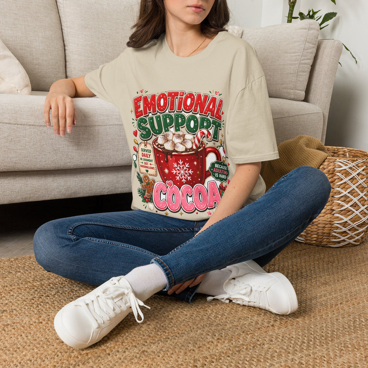 Emotional Support Cocoa T-Shirt — Holiday Hot Chocolate Graphic Tee
