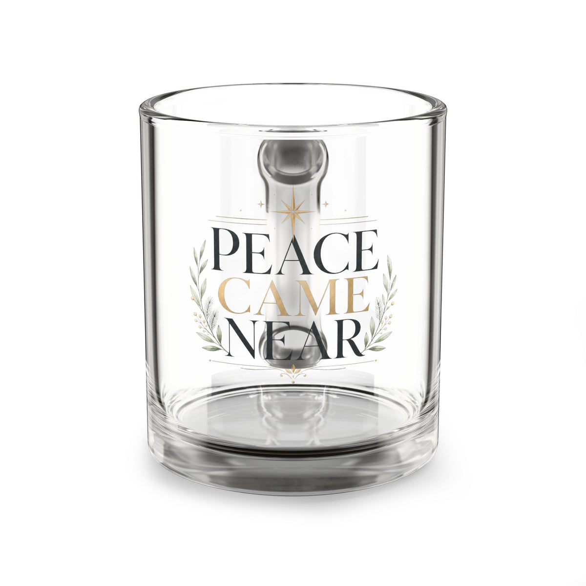 Christmas Glass Mug Peace Came Near Glass Mug — 10oz Christmas Holiday Coffee Cup